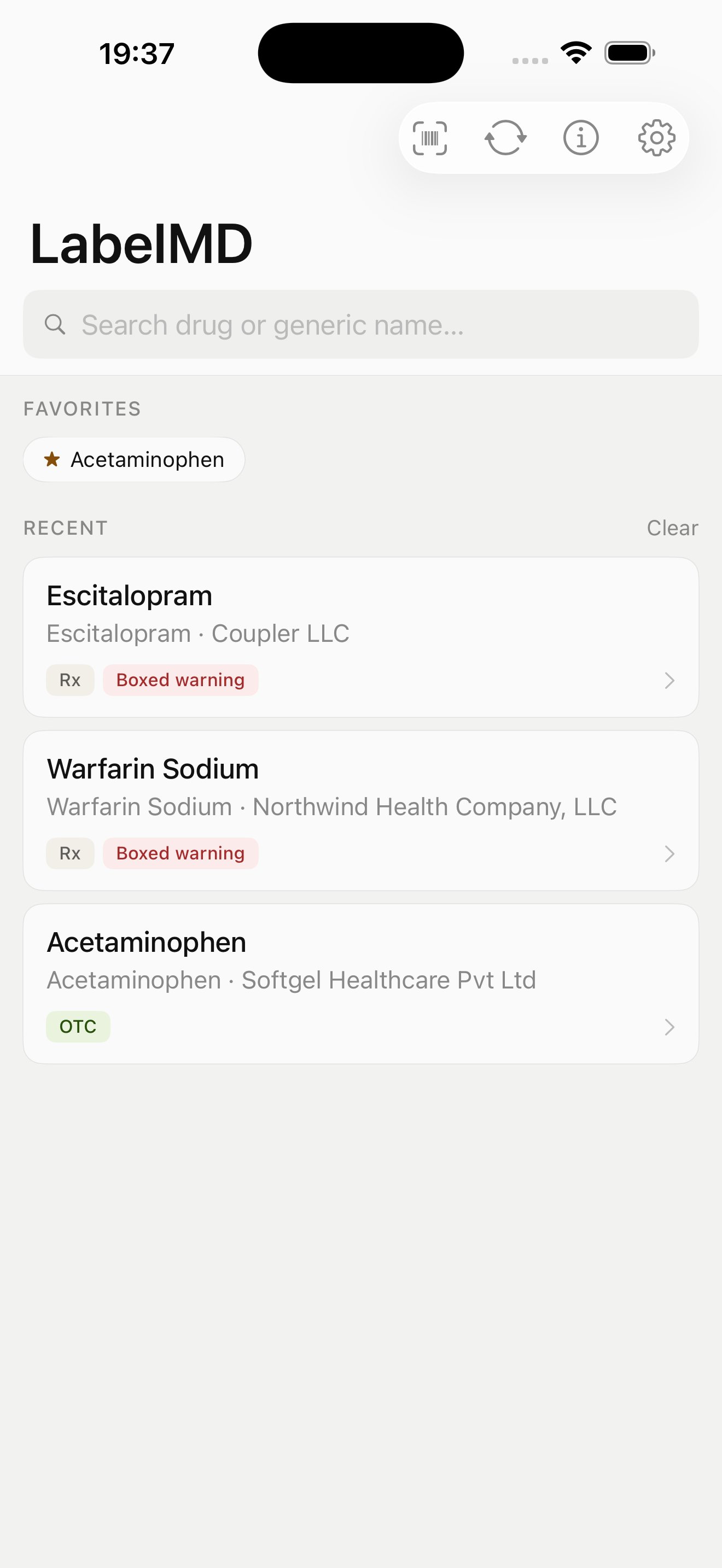 LabelMD app screenshot